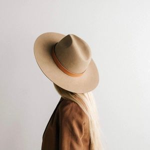 Gigi Pip Emma Wide Brim Fedora Hat + Cognac Band